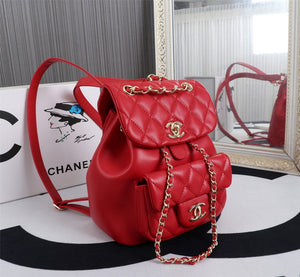 CHANEL Caviar Quilted Business Affinity Backpack Red