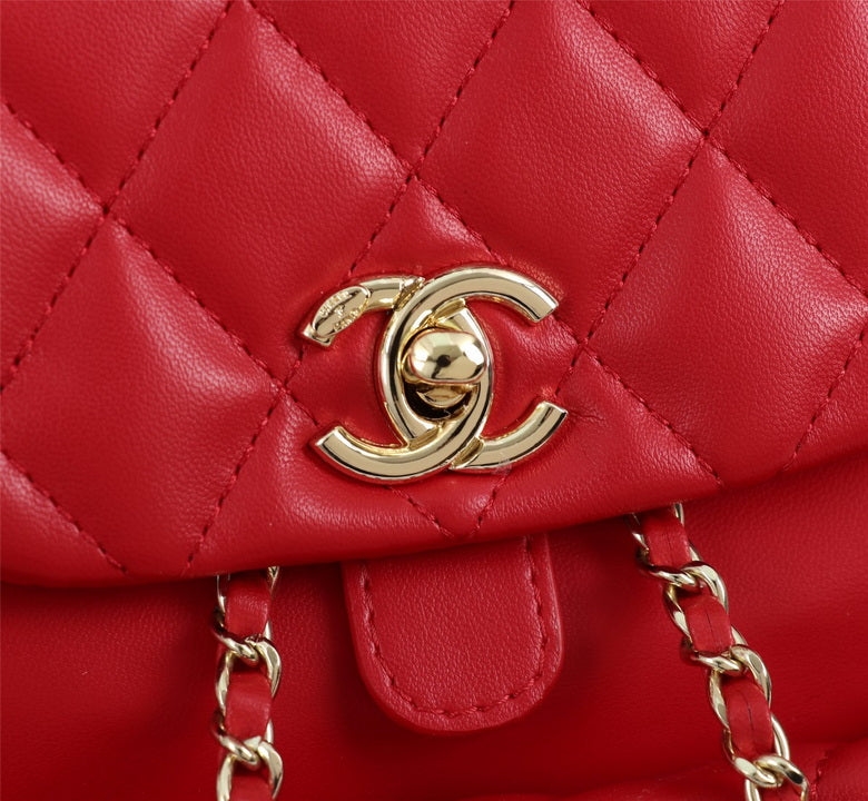 CHANEL Caviar Quilted Business Affinity Backpack Red