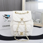 Chanel White Quilted Lambskin Duma Backpack Gold Chain Classic Flap