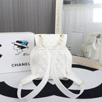 Chanel White Quilted Lambskin Duma Backpack Gold Chain Classic Flap