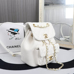 Chanel White Quilted Lambskin Duma Backpack Gold Chain Classic Flap