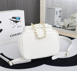 Chanel White Quilted Lambskin Duma Backpack Gold Chain Classic Flap