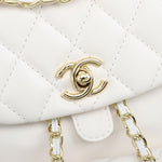 Chanel White Quilted Lambskin Duma Backpack Gold Chain Classic Flap