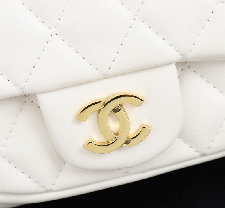 Chanel White Quilted Lambskin Duma Backpack Gold Chain Classic Flap