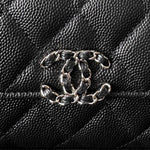 CHANEL Caviar Quilted Chain Top Handle Phone Holder With Chain Black