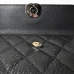 CHANEL Caviar Quilted Chain Top Handle Phone Holder With Chain Black