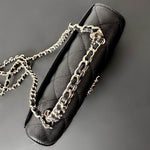 CHANEL Caviar Quilted Chain Top Handle Phone Holder With Chain Black