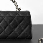 CHANEL Caviar Quilted Chain Top Handle Phone Holder With Chain Black