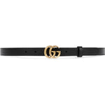 WIDE LEATHER BELT WITH DOUBLE G BUCKLE