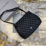 BALENCIAGA Nappa Calfskin Quilted Large Touch B Shoulder Bag Black