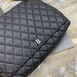 BALENCIAGA Nappa Calfskin Quilted Large Touch B Shoulder Bag Black