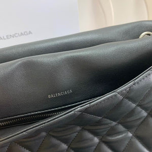 BALENCIAGA Nappa Calfskin Quilted Large Touch B Shoulder Bag Black