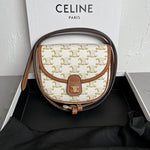 CELINE Triomphe Canvas Calfskin Mini Besace Bag White