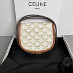 CELINE Triomphe Canvas Calfskin Mini Besace Bag White