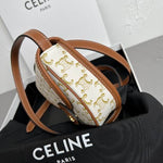 CELINE Triomphe Canvas Calfskin Mini Besace Bag White