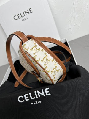 CELINE Triomphe Canvas Calfskin Mini Besace Bag White