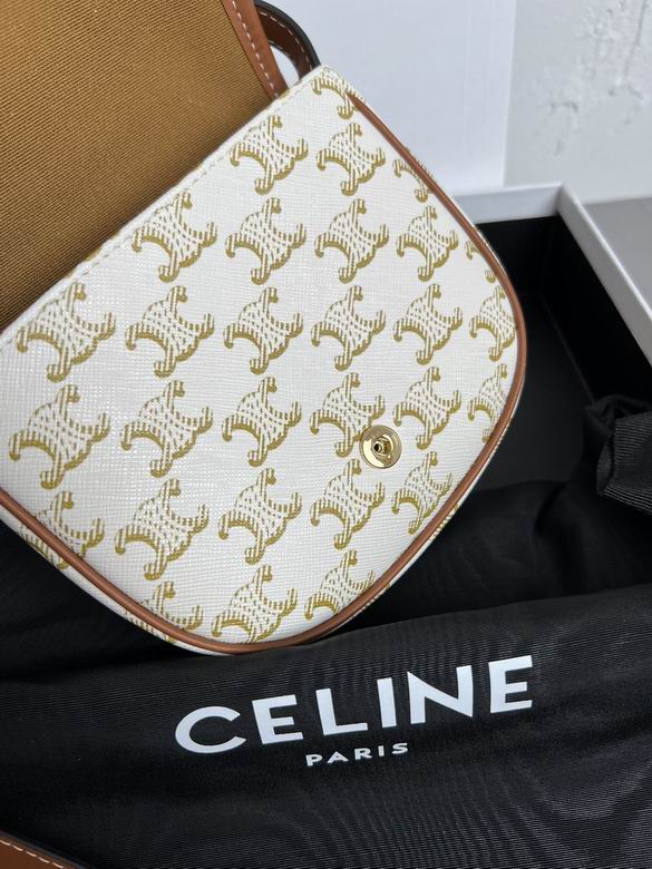 CELINE Triomphe Canvas Calfskin Mini Besace Bag White