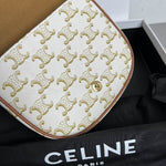 CELINE Triomphe Canvas Calfskin Mini Besace Bag White