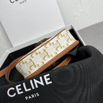 CELINE Triomphe Canvas Calfskin Mini Besace Bag White