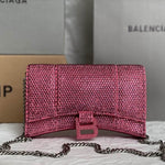 BALENCIAGA  FOLLOW Hourglass Wallet on Chain with Rhinestones in Leather