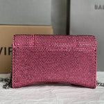 BALENCIAGA  FOLLOW Hourglass Wallet on Chain with Rhinestones in Leather