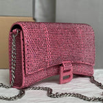 BALENCIAGA  FOLLOW Hourglass Wallet on Chain with Rhinestones in Leather