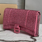 BALENCIAGA  FOLLOW Hourglass Wallet on Chain with Rhinestones in Leather