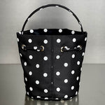 BALENCIAGA Nylon Polka Dot Bucket Bag XS Black White