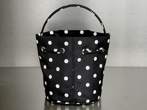 BALENCIAGA Nylon Polka Dot Bucket Bag XS Black White