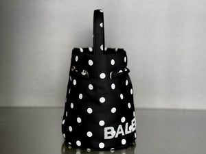 BALENCIAGA Nylon Polka Dot Bucket Bag XS Black White