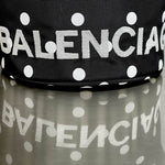 BALENCIAGA Nylon Polka Dot Bucket Bag XS Black White