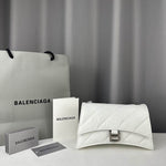 BALENCIAGA Calfskin Crocodile Embossed Downtown XS Shoulder Bag White