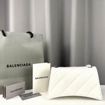 BALENCIAGA Calfskin Crocodile Embossed Downtown XS Shoulder Bag White