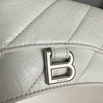 BALENCIAGA Calfskin Crocodile Embossed Downtown XS Shoulder Bag White