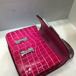 HERMES Shiny Alligator Constance Slim Wallet Rose Scheherazade