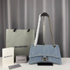 BALENCIAGA Nappa Denim Printed Hourglass Chain Bag Denim Blue