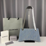 BALENCIAGA Nappa Denim Printed Hourglass Chain Bag Denim Blue