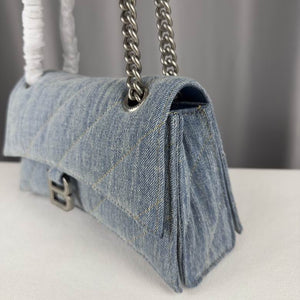 BALENCIAGA Nappa Denim Printed Hourglass Chain Bag Denim Blue