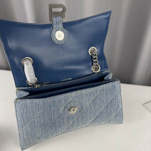 BALENCIAGA Nappa Denim Printed Hourglass Chain Bag Denim Blue