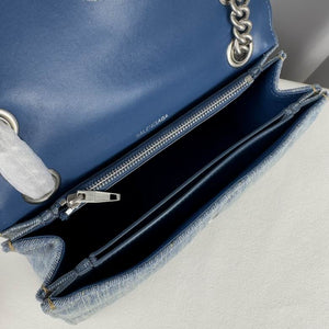 BALENCIAGA Nappa Denim Printed Hourglass Chain Bag Denim Blue