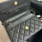 CHANEL Shiny Caviar Quilted Pick Me Up Wallet On Chain WOC Black