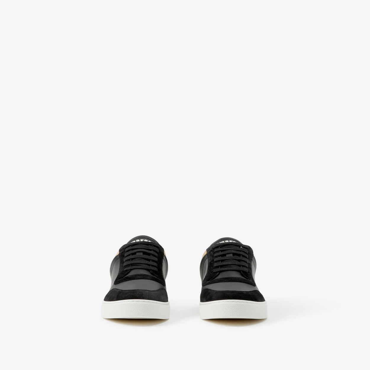 Leather, Suede and Check Sneakers -Colour: Black/Archive Beige