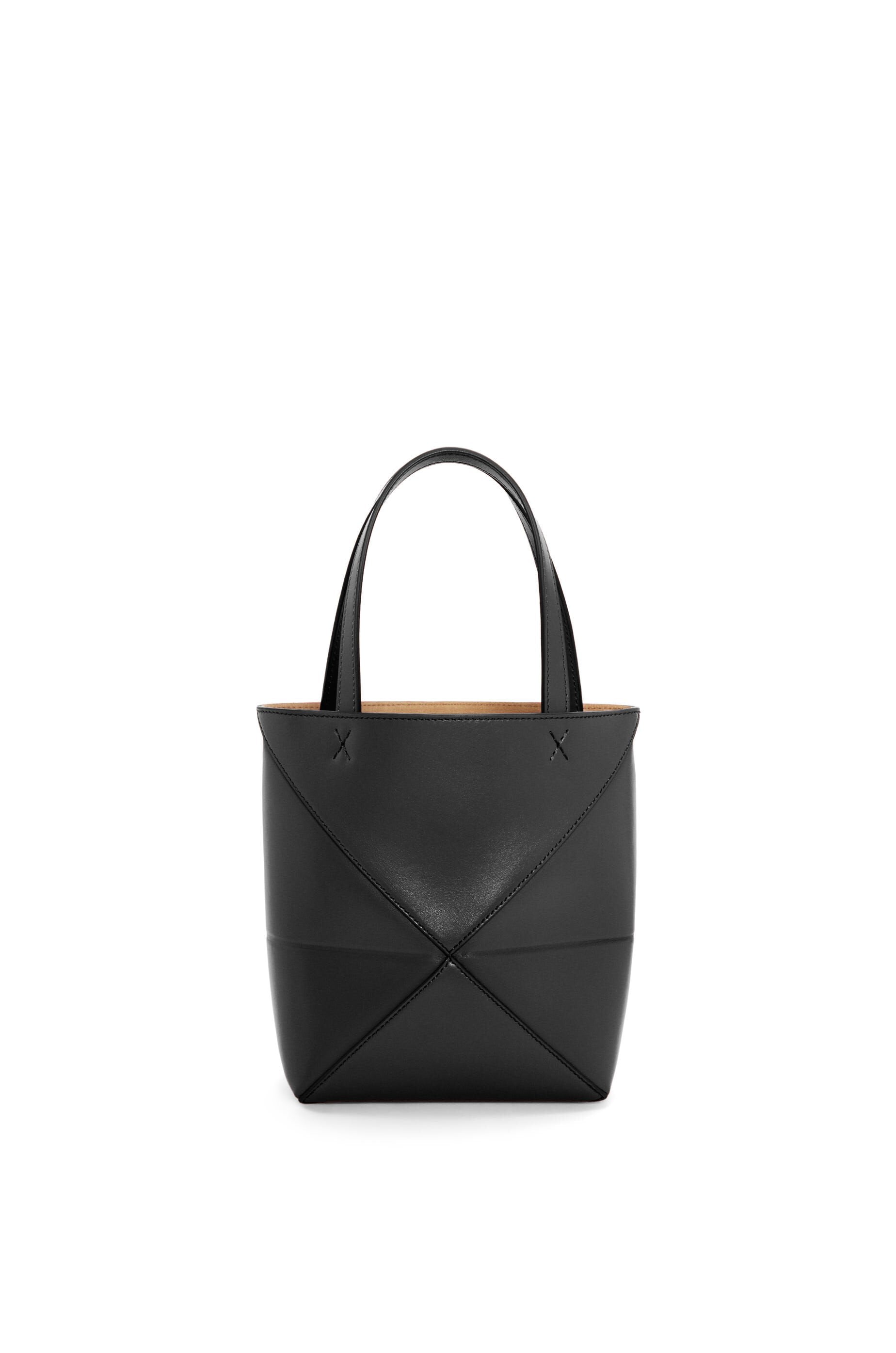 Mini Puzzle Fold Tote in shiny calfskin