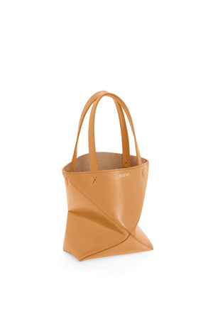 Mini Puzzle Fold Tote in shiny calfskin