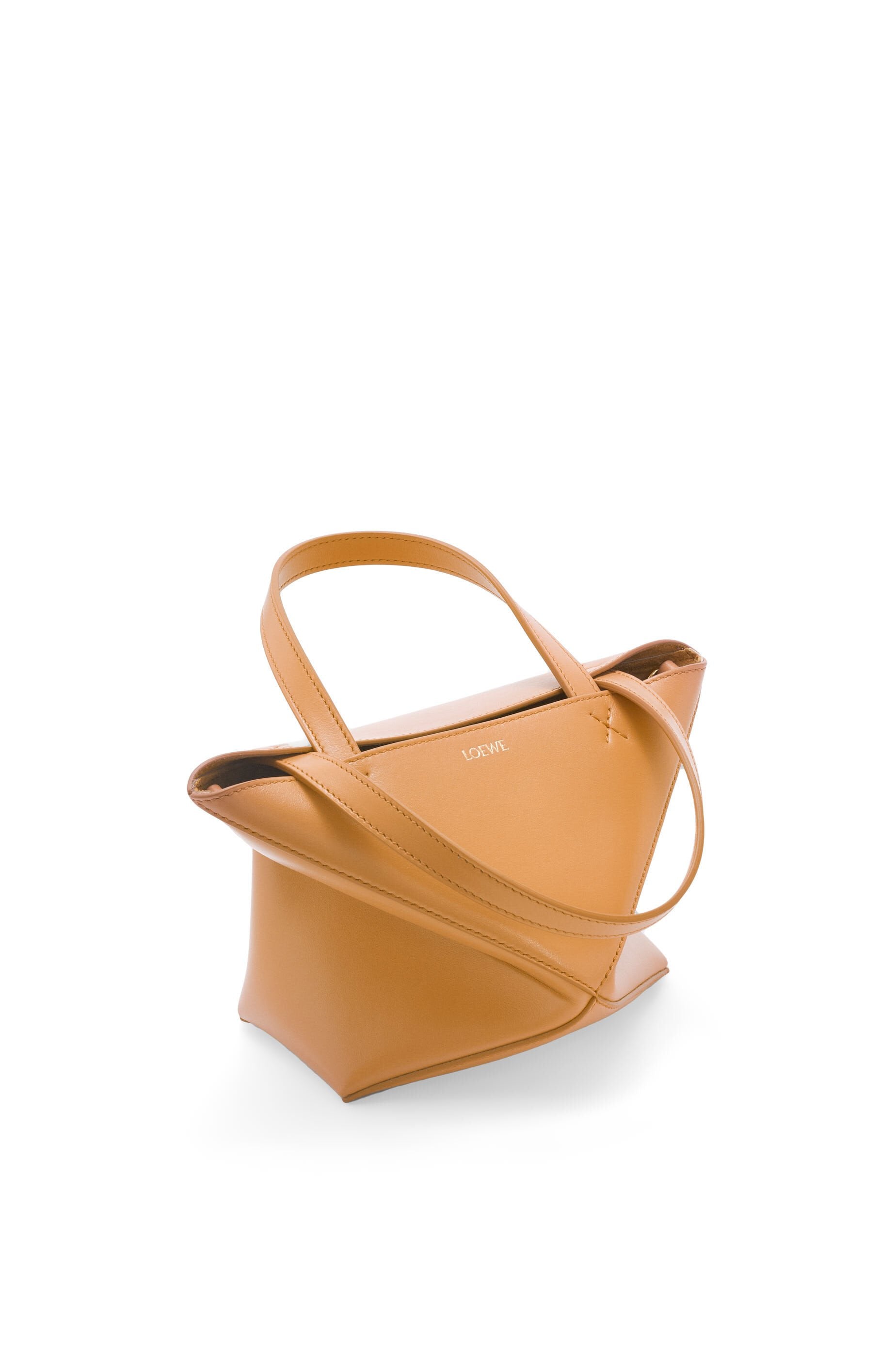 Mini Puzzle Fold Tote in shiny calfskin