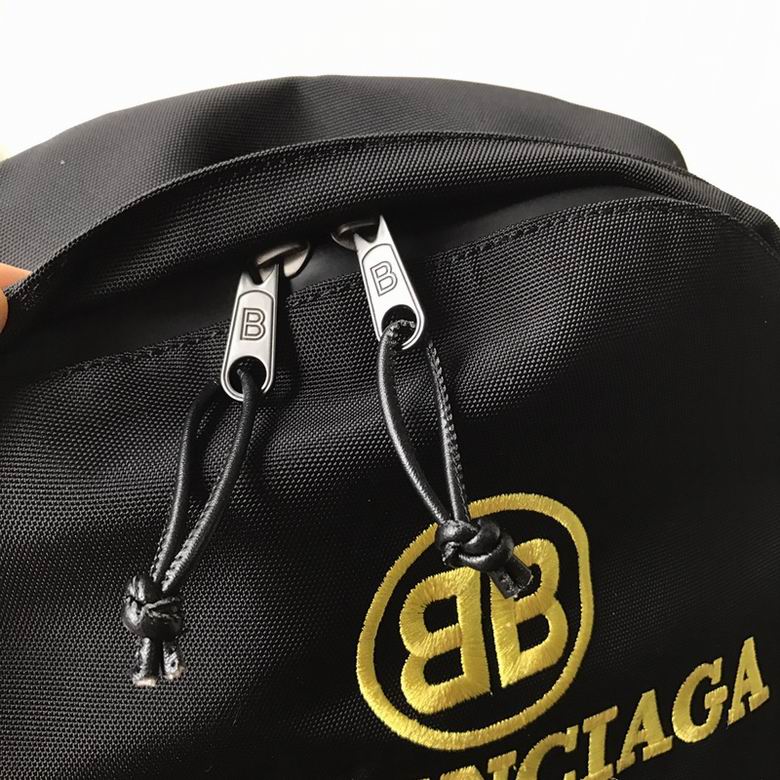 BALENCIAGA Nylon Embroidered Explorer BB Mide Backpack Navy Yellow