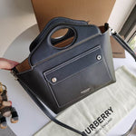 BURBERRY Soft Calfskin Mini Pocket Cabas Tote Blackv