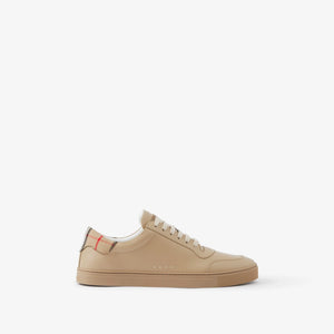 Leather and Check Cotton Sneakers