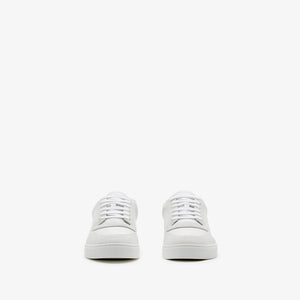 Leather and Check Cotton Sneakers-Colour: Optical White/Knight