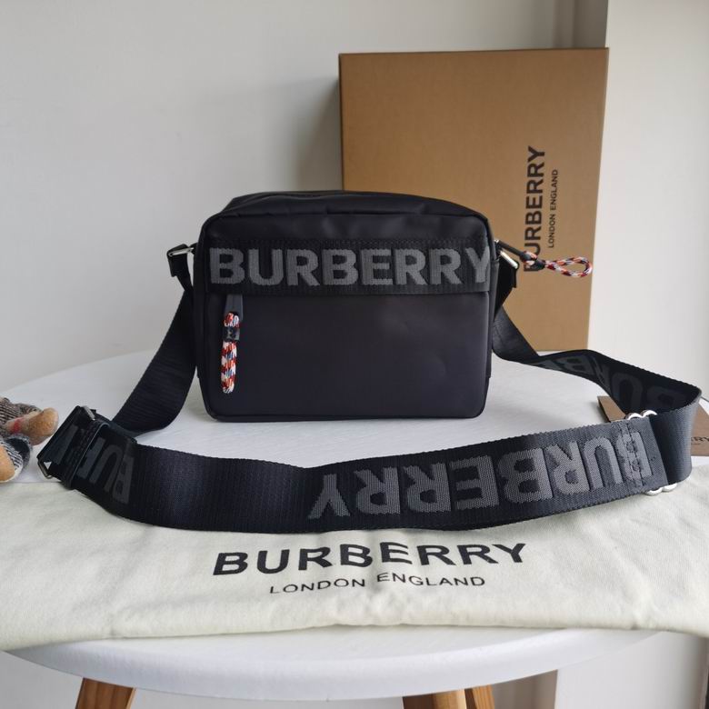 BURBERRY Nylon Logo Detail Crossbody Bag Black